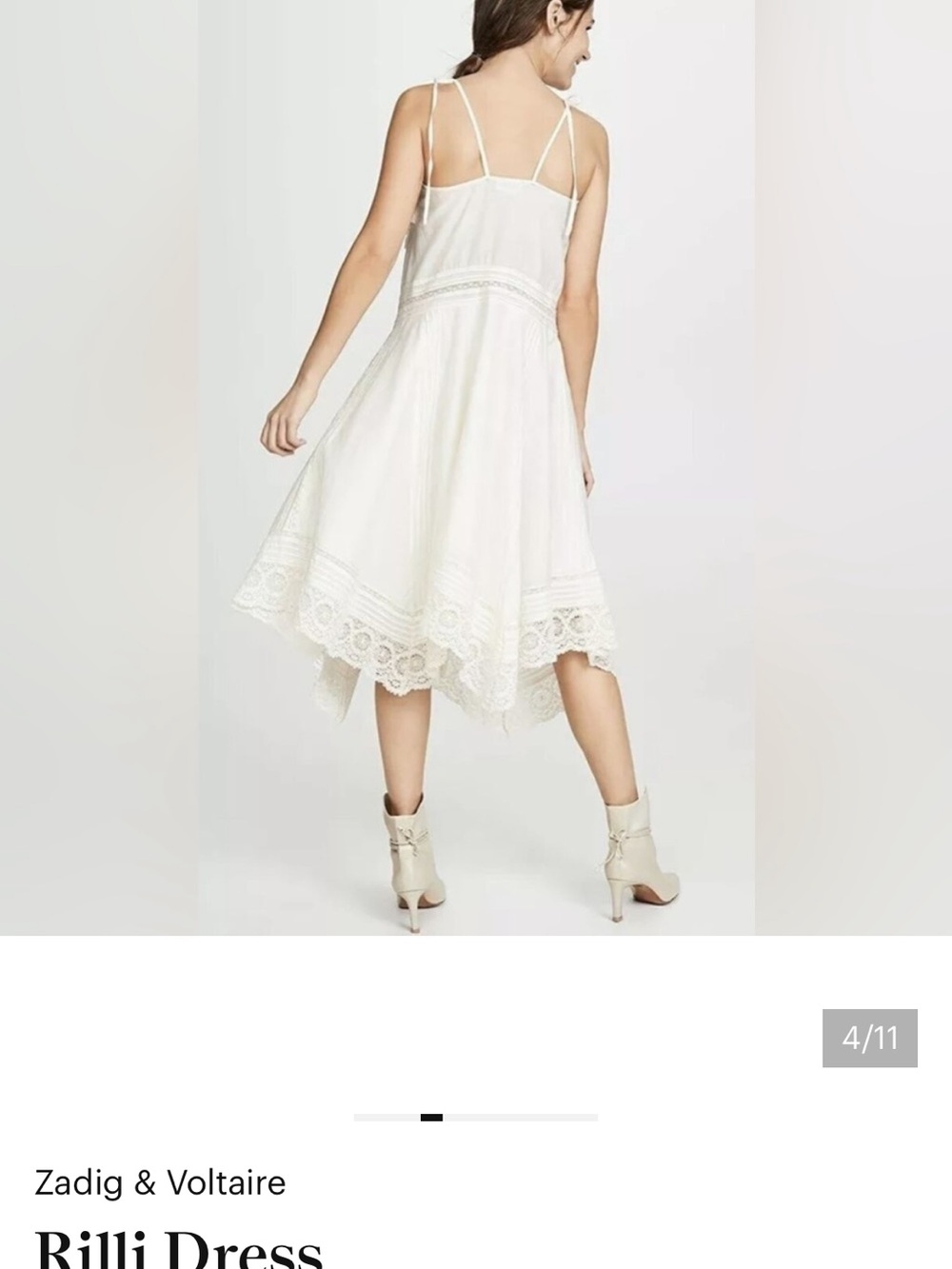 Zadig & Voltaire White Lace-Trim Midi Dress - Picture 3 of 8
